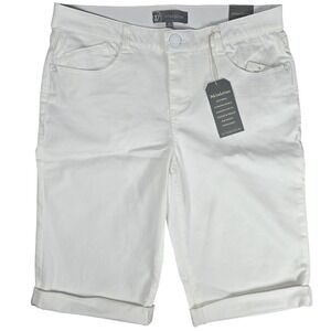 Wit Wisdom AbSOLUTION White Denim Cuffed Bermuda Shorts Size 10